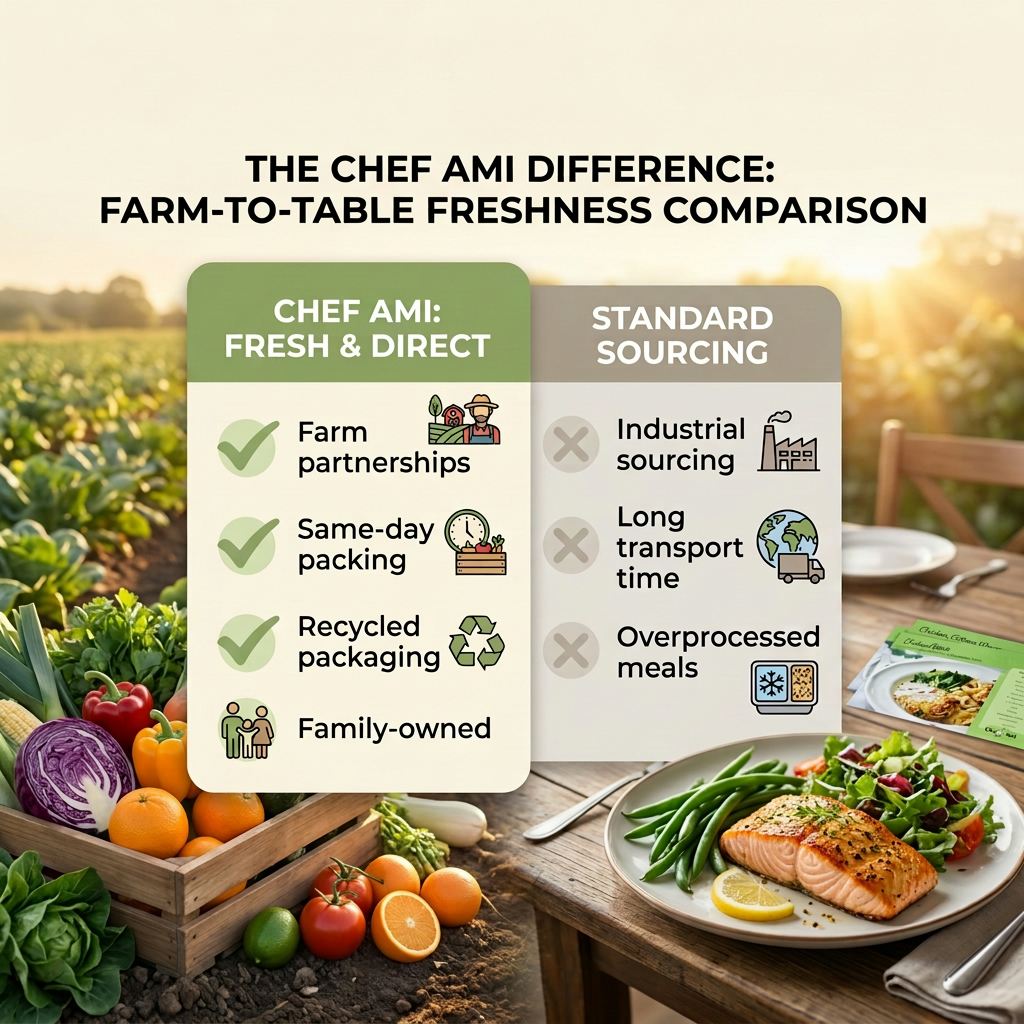 Comparison chart between Chef Ami and national meal kits